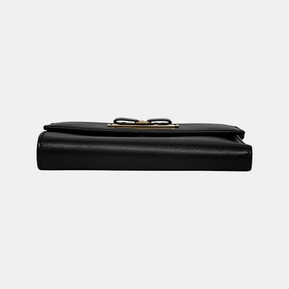 FERRAGAMO Black Leather Wallet Golden hardware-(SKU)-944079948