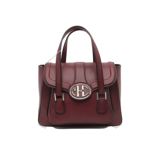 MICHAEL KORS Burgundy Leather Handbag Silver Hardware-(SKU)-937439090