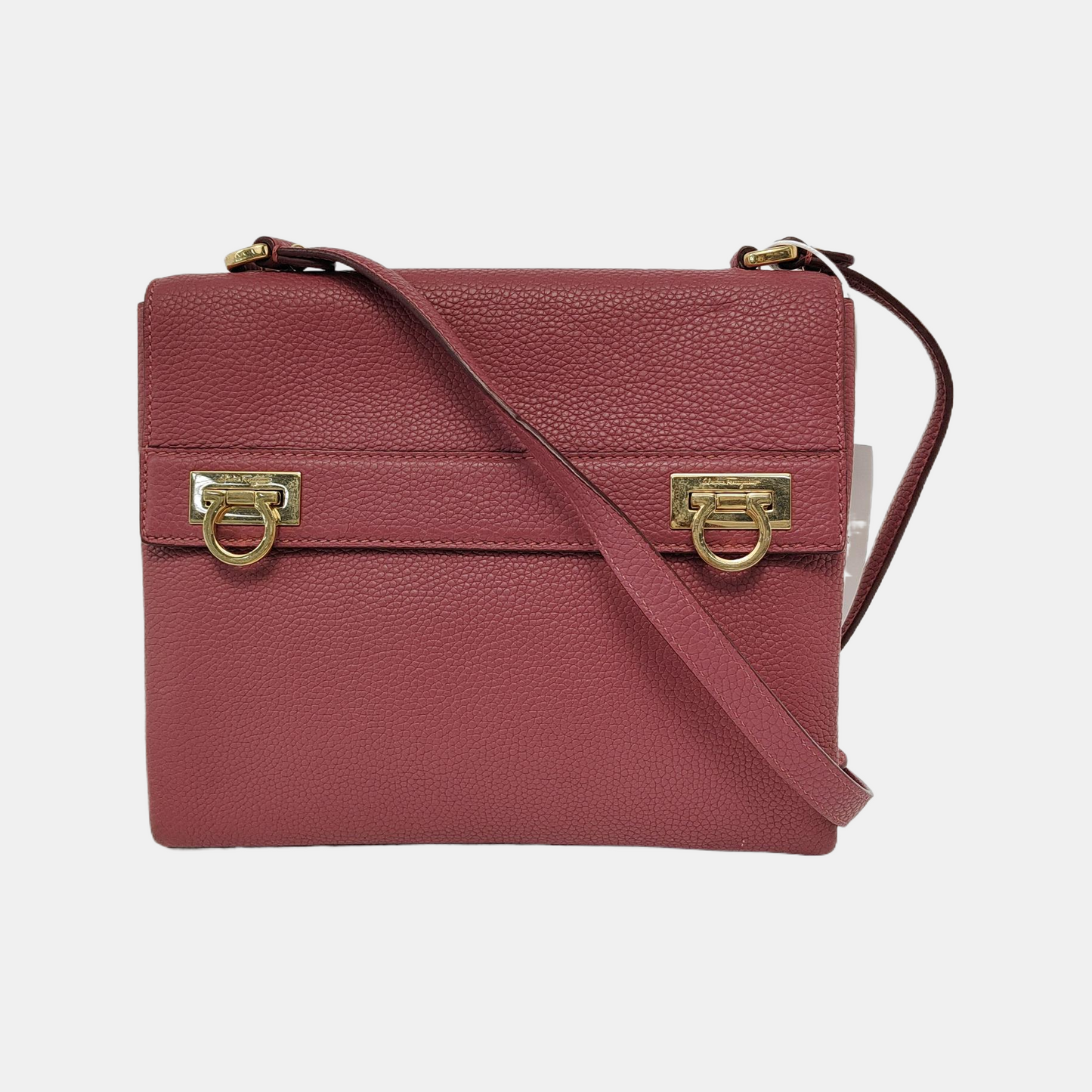FERRAGAMO Blush Pink Calfskin Crossbody Single Shoulder Bag Golden hardware-(SKU)-944292181