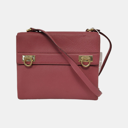 FERRAGAMO Blush Pink Calfskin Crossbody Single Shoulder Bag Golden hardware-(SKU)-944292181