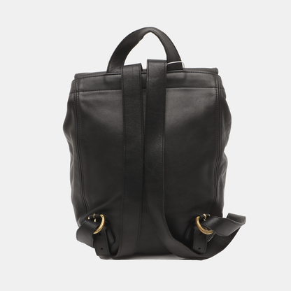 COACH Black Leather Backpack Tote Bag Golden hardware-(SKU)-930797685