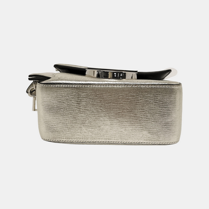 FERRAGAMO Silver Cowhide Crossbody Bag Shoulder Bag Silver Hardware-(SKU)-944296503