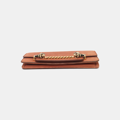 GUCCI Brick Red Cowhide Crossbody Bag Golden hardware Removable shoulder strap-(SKU)-935412398