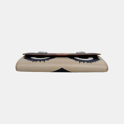 FENDI Monster Color blocked leather monster inlaid wallet Golden hardware-(SKU)-946074355