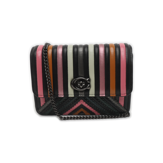 COACH PARKER 18 Color Blocked Leather Quilted Crossbody Shoulder Bag Black hardware-(SKU)-935973346