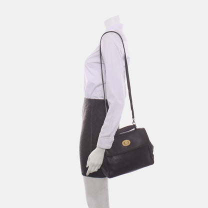 BURBERRY Dark brown leather single shoulder bag handbag crossbody Golden hardware Removable shoulder strap-(SKU)-14375152