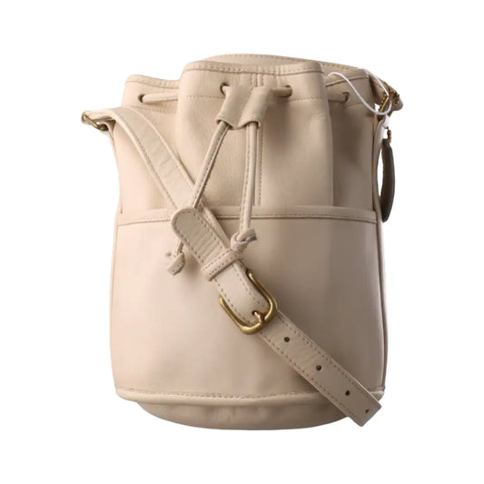 COACH Bucket bag Beige Leather Single Shoulder Bag Golden hardware-(SKU)-934222041