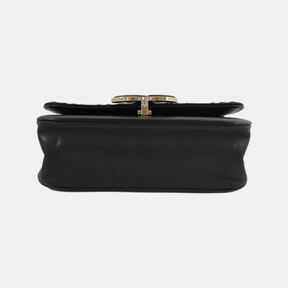 CHANEL THREAD AROUND Black Lamb Leather Quilted V-Stitch Shoulder Crossbody Bag Golden Hardware 24 Openings-(SKU)-945281486