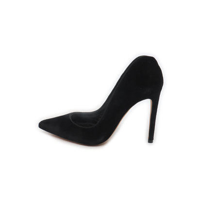 Alexander McQUEEN 37code Summer Black Suede Leather Women's High Heels-(SKU)-13863672