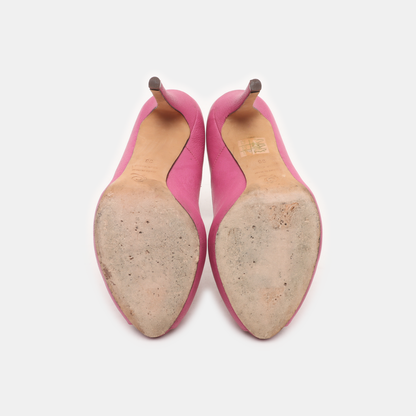 Alexander McQUEEN 36code Pink leather ladies high heels for spring and autumn-(SKU)-938526746