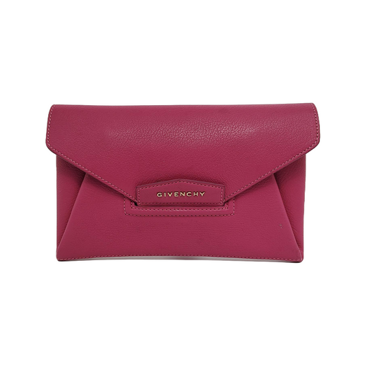 GIVENCHY Fuchsia Leather Clutch Golden hardware-(SKU)-942770885