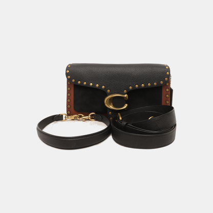 COACH TABBY 26 Black Leather Studs Crossbody Shoulder Bag Tote Shoulder Bag Golden hardware shoulder straps-(SKU)-940019966