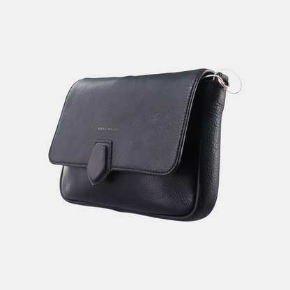 COCCINELLE Black Leather Single Shoulder Bag Golden hardware Removable shoulder strap-(SKU)-14421257