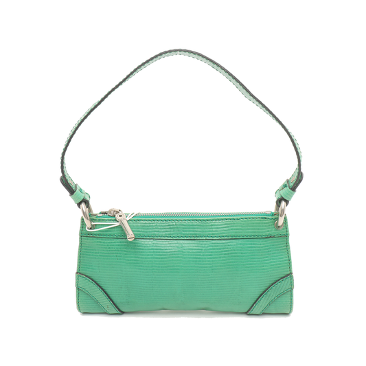 BURBERRY Green Cowhide Embossed Single Shoulder Bag Silver Hardware-(SKU)-934701341