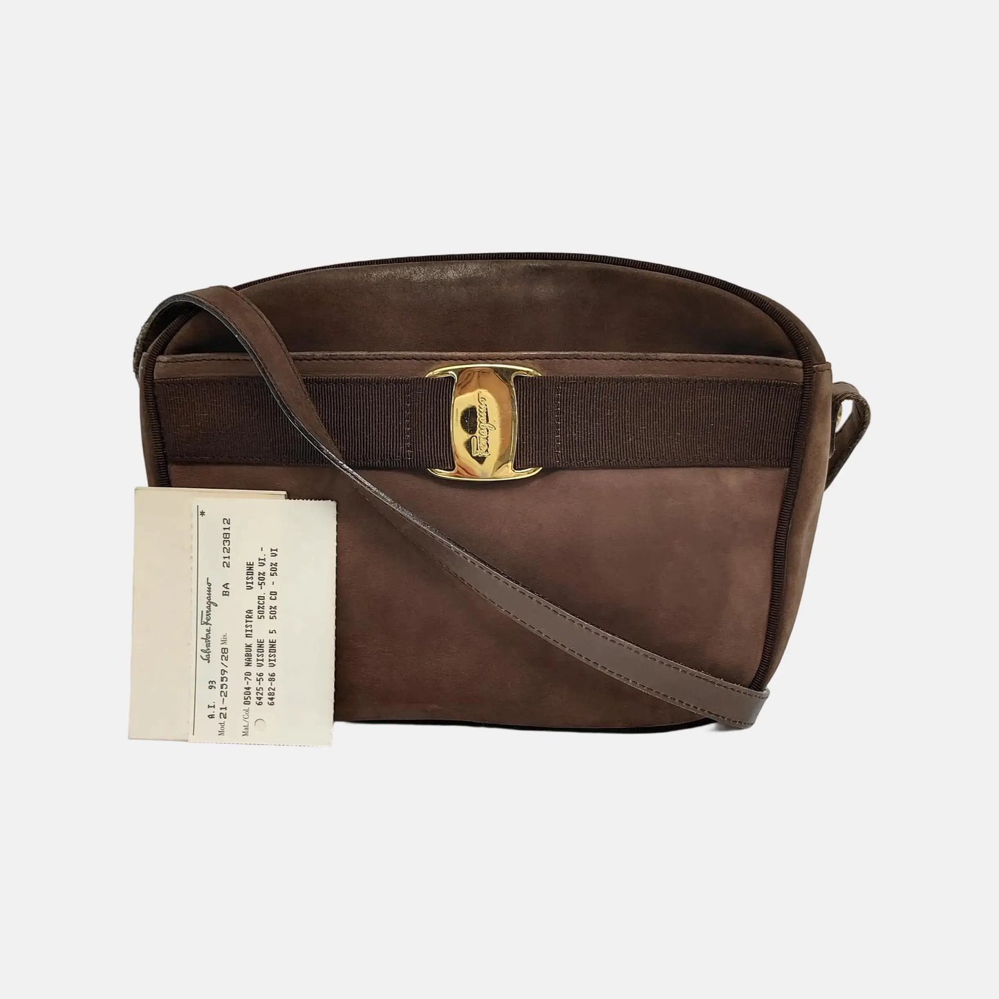 FERRAGAMO Vara Brown Leather Crossbody Single Shoulder Bag Golden hardware-(SKU)-944711429
