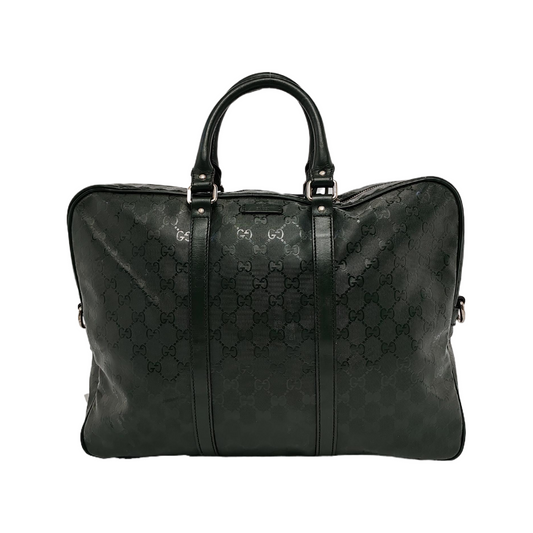 GUCCI Dark green coated canvas old floral handbag Silver Hardware-(SKU)-945400598