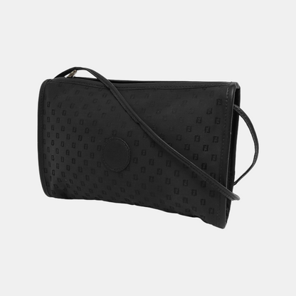 FENDI Black织物双F提花斜挎包 Silver Hardware-(SKU)-946021807