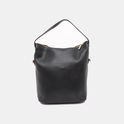 MODALU Bucket bag Black Leather Single Shoulder Bag Handbag Crossbody Golden hardware Removable shoulder strap-(SKU)-14487317
