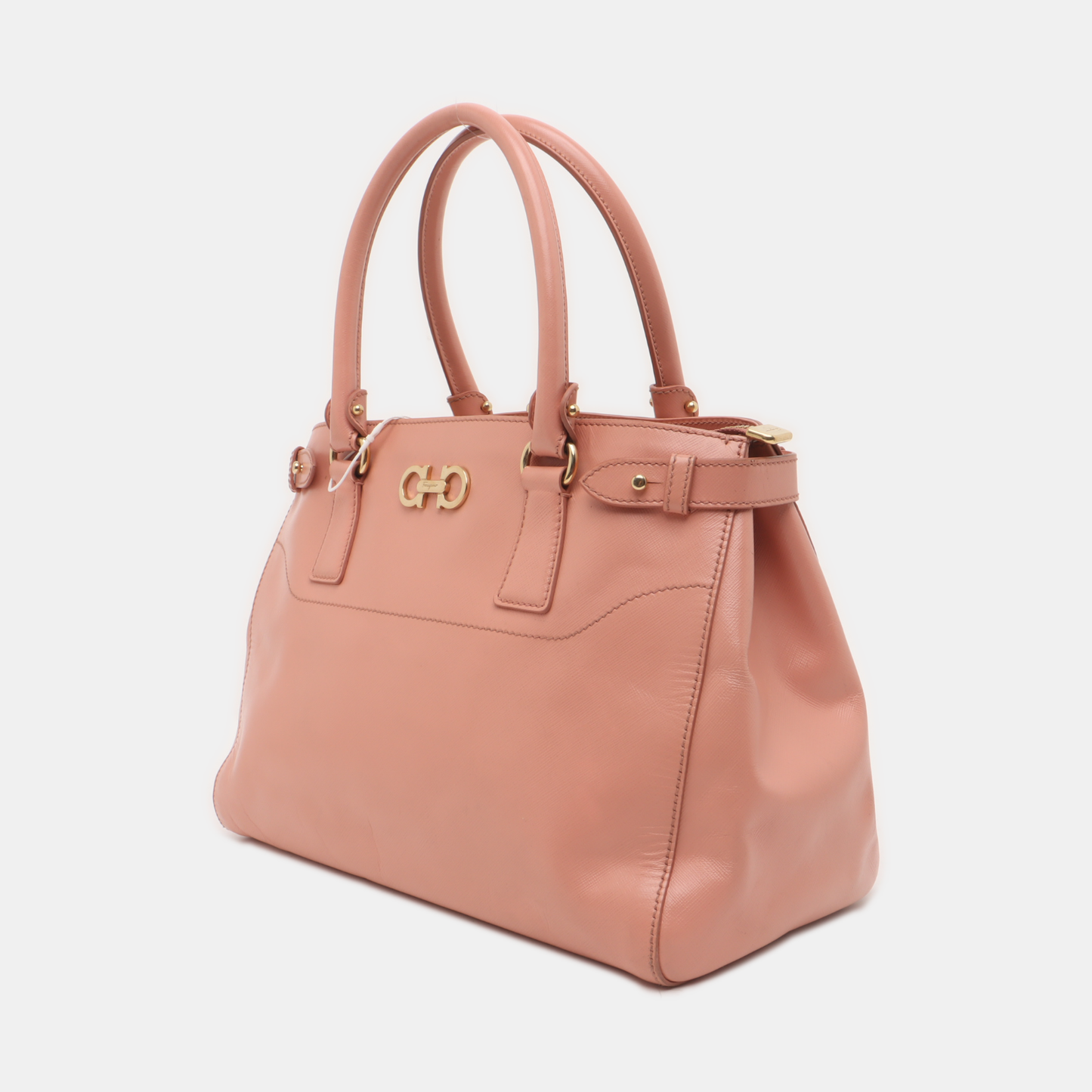 FERRAGAMO Batik Small size Pink Leather Embossed Single Shoulder Bag Handbag Crossbody Golden hardware Removable shoulder strap-(SKU)-935373513