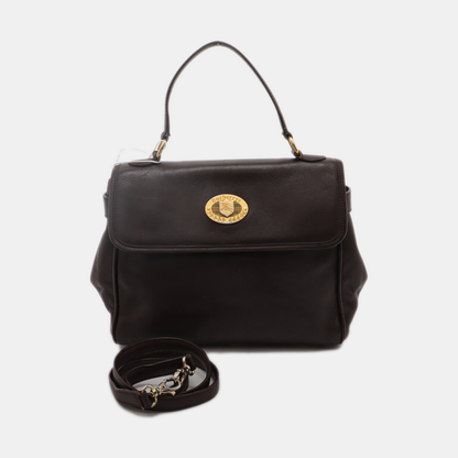 BURBERRY Dark brown leather single shoulder bag handbag crossbody Golden hardware Removable shoulder strap-(SKU)-14375152