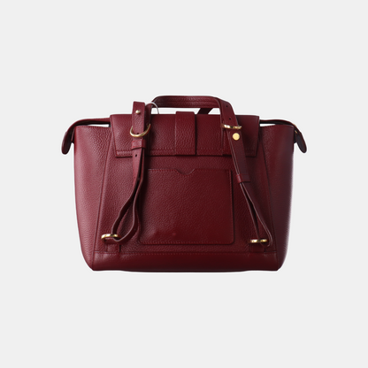 senreve Red Cow Leather Embossed Shoulder Bag Tote Bag Golden hardware Removable shoulder strap-(SKU)-13429698