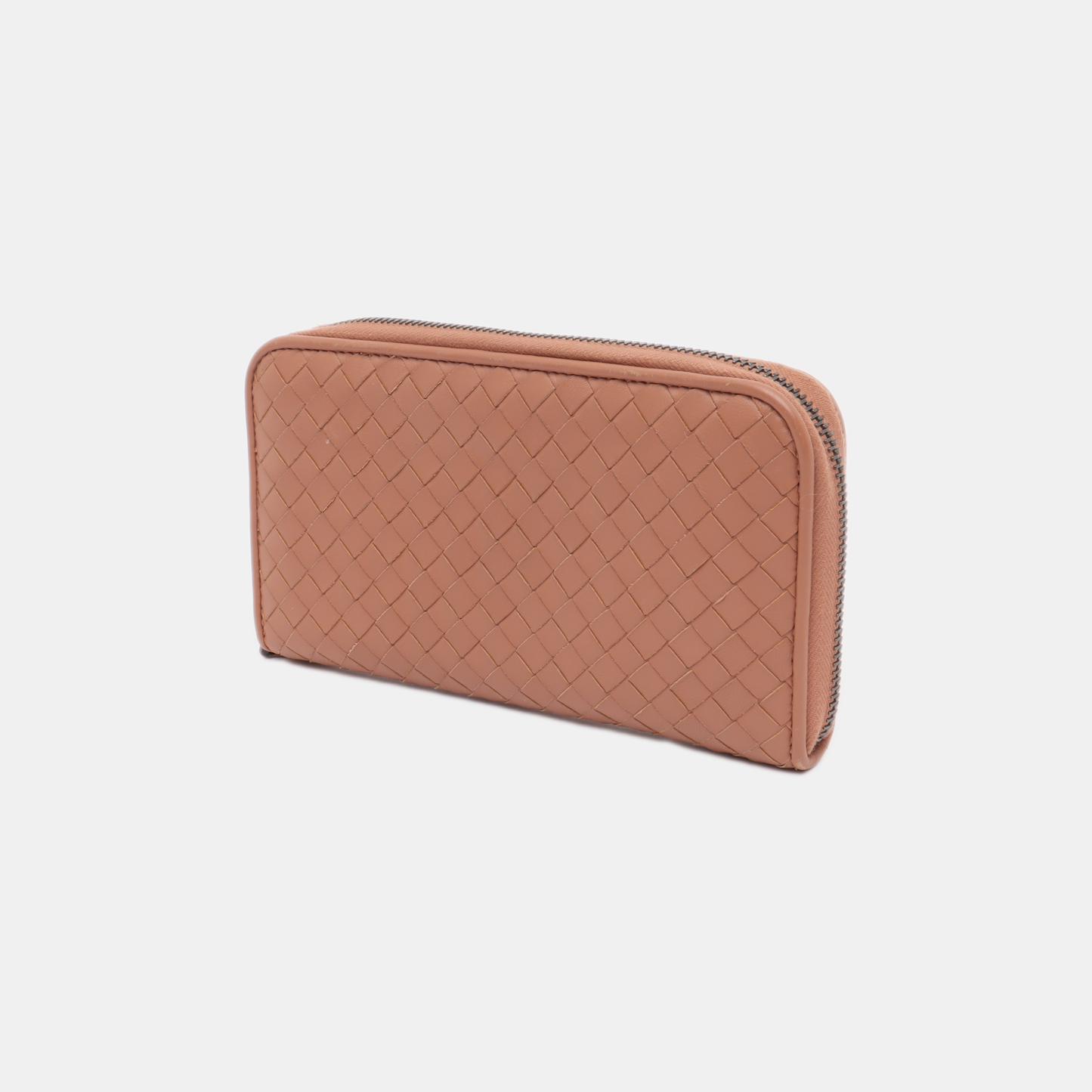 BOTTEGA VENETA Pink Cowhide Woven Wallet Black hardware-(SKU)-13502848