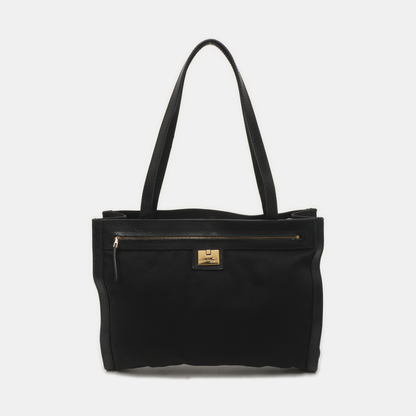 FERRAGAMO Tote bag Black Fabric Single Shoulder Bag Golden hardware-(SKU)-935409677