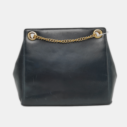 FERRAGAMO Dark Blue Cowhide Embossed Crossbody Bag Single Shoulder Bag Handbag Golden hardware-(SKU)-940146555