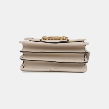 COACH White cowhide carriage single shoulder bag crossbody bag handbag Golden hardware Removable shoulder strap-(SKU)-935360899