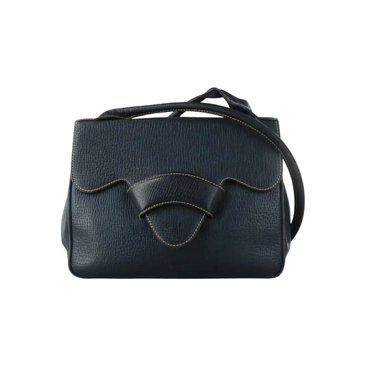 LOEWE Barcelona Dark Blue Cowhide Single Shoulder Bag Crossbody Bag Golden hardware-(SKU)-932491494