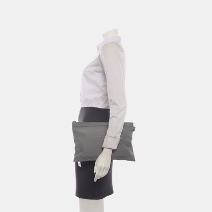 BALENCIAGA Classic City Gray Canvas Studs Clutch Silver Hardware-(SKU)-935826835