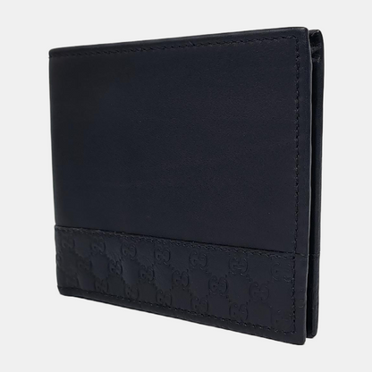 GUCCI Dark blue leather old-favorite textured wallet-(SKU)-945235546