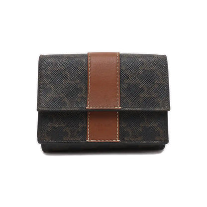 CELINE Brown Coated Canvas Triumph Wallet Golden hardware-(SKU)-939788660