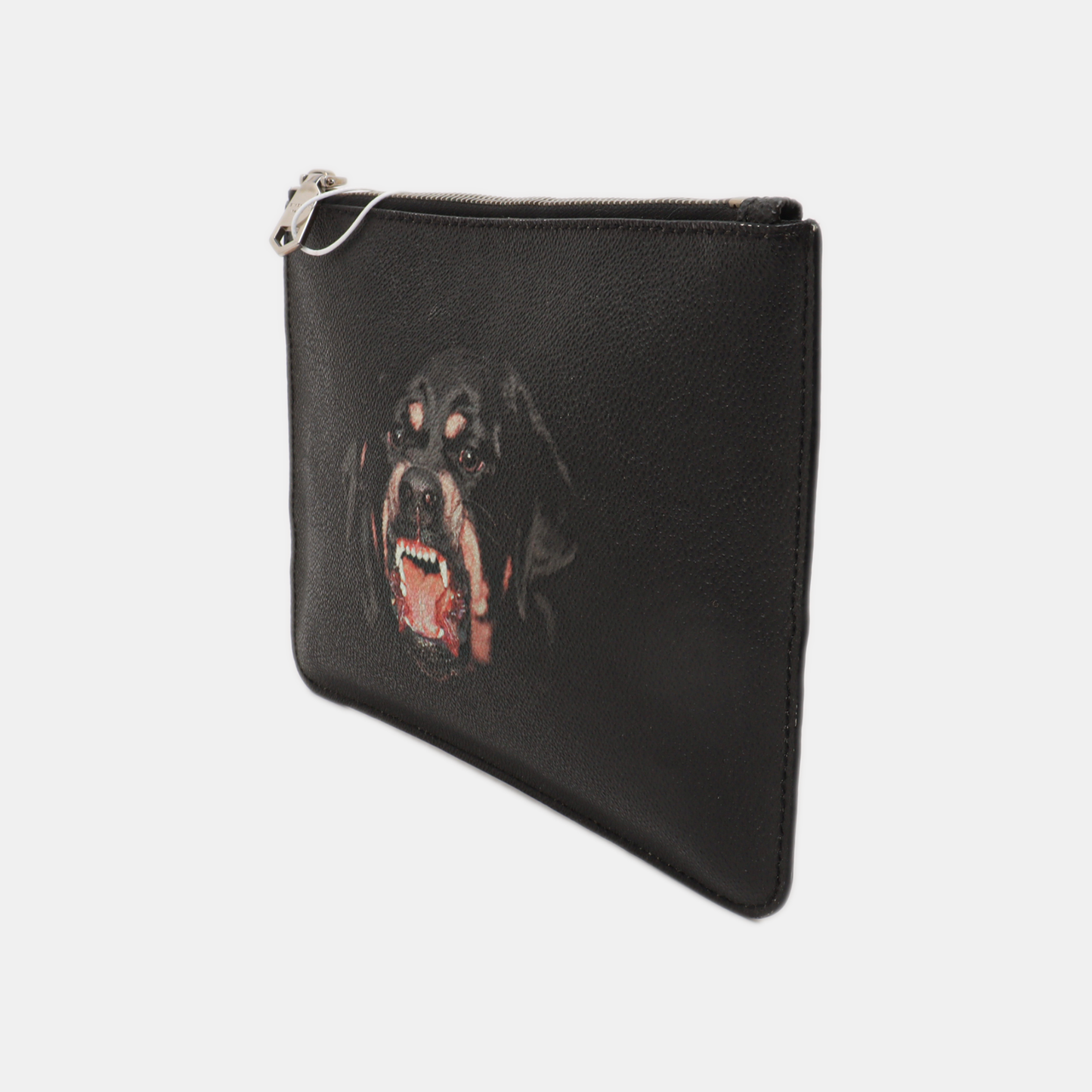 GIVENCHY Black Leather Printed Embossed Clutch Silver Hardware-(SKU)-14453406