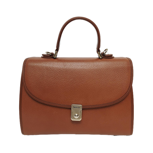 BURBERRY Brown Cowhide Handbag Silver Hardware-(SKU)-14318361