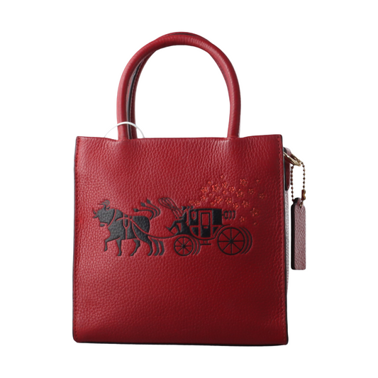 COACH Tote bag Red Leather Carriage Single Shoulder Bag Crossbody Tote Bag Golden hardware Removable shoulder strap-(SKU)-14064903