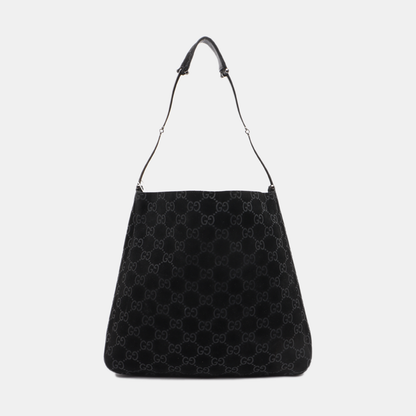 GUCCI Black Suede Single Shoulder Bag Silver Hardware Sub-bag-(SKU)-14221484