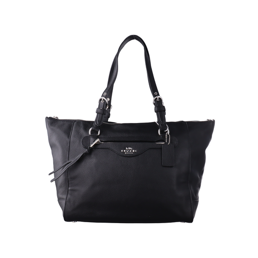COACH PRAIRIE Black Leather Single Shoulder Bag Handbag Silver Hardware shoulder straps-(SKU)-934854540