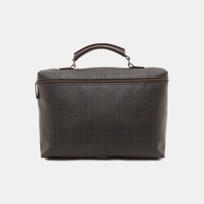 BURBERRY Dark brown coated canvas printed handbag Silver Hardware-(SKU)-14497156