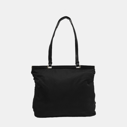 PRADA Tote bag Black Nylon Single Shoulder Bag Tote Bag Silver Hardware-(SKU)-941056394