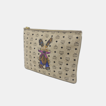 MCM Medium size Beige coated canvas old flower printed single shoulder bag, handbag, crossbody bag Golden hardware Removable shoulder strap-(SKU)-938655064