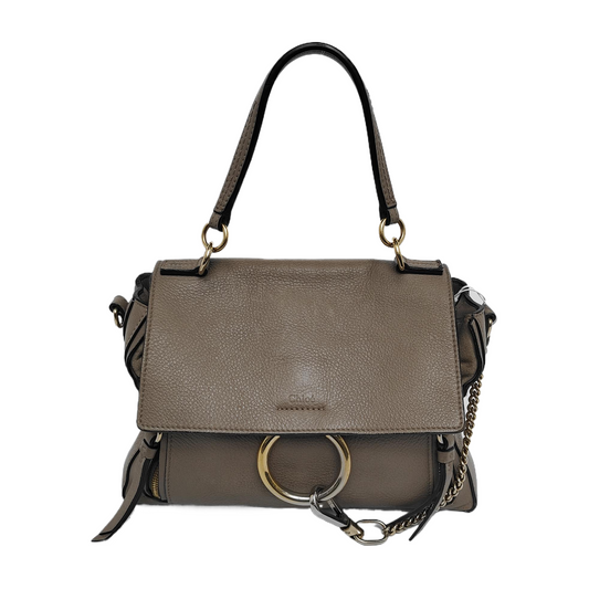 Chloé Faye Medium size Grey Cowhide Single Shoulder Bag Tote Shoulder Bag Crossbody Bag Golden Silver Hardware Removable shoulder strap-(SKU)-939956947