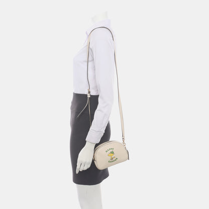 COACH White Leather Printed Single Shoulder Bag Crossbody Golden hardware Removable shoulder strap-(SKU)-933824945