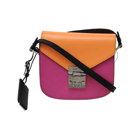 MCM PATRICIA Color-block leather laurel buckle shoulder bag/crossbody bag Silver Hardware-(SKU)-941172431
