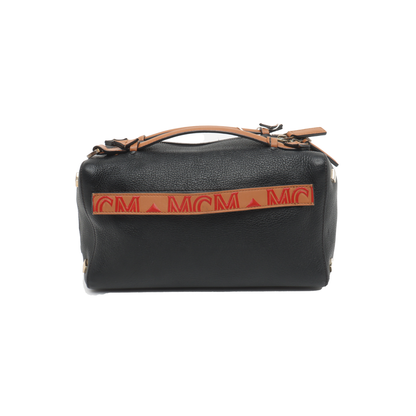 MCM Black Leather Single Shoulder Bag Golden hardware Removable shoulder strap-(SKU)-938313645