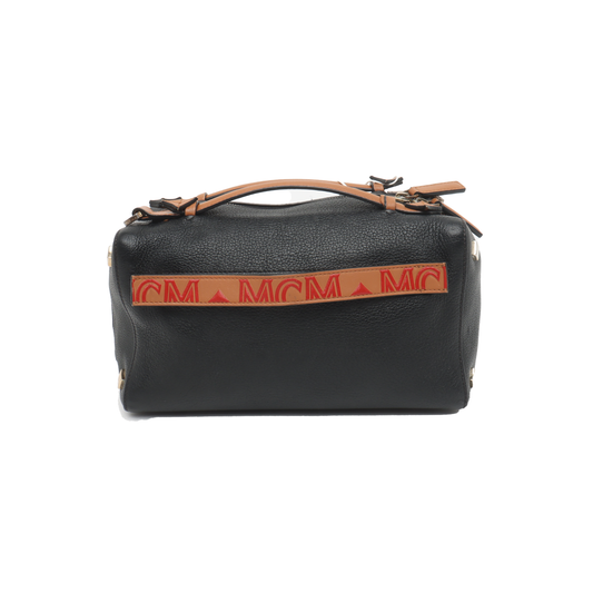 MCM Black Leather Single Shoulder Bag Golden hardware Removable shoulder strap-(SKU)-938313645