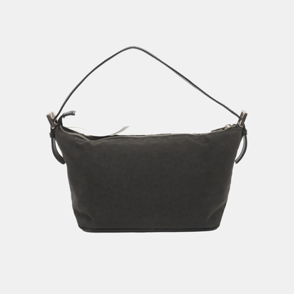 CELINE Black Fabric Triumph Handbag Single Shoulder Bag Silver Hardware Removable shoulder strap-(SKU)-934885209