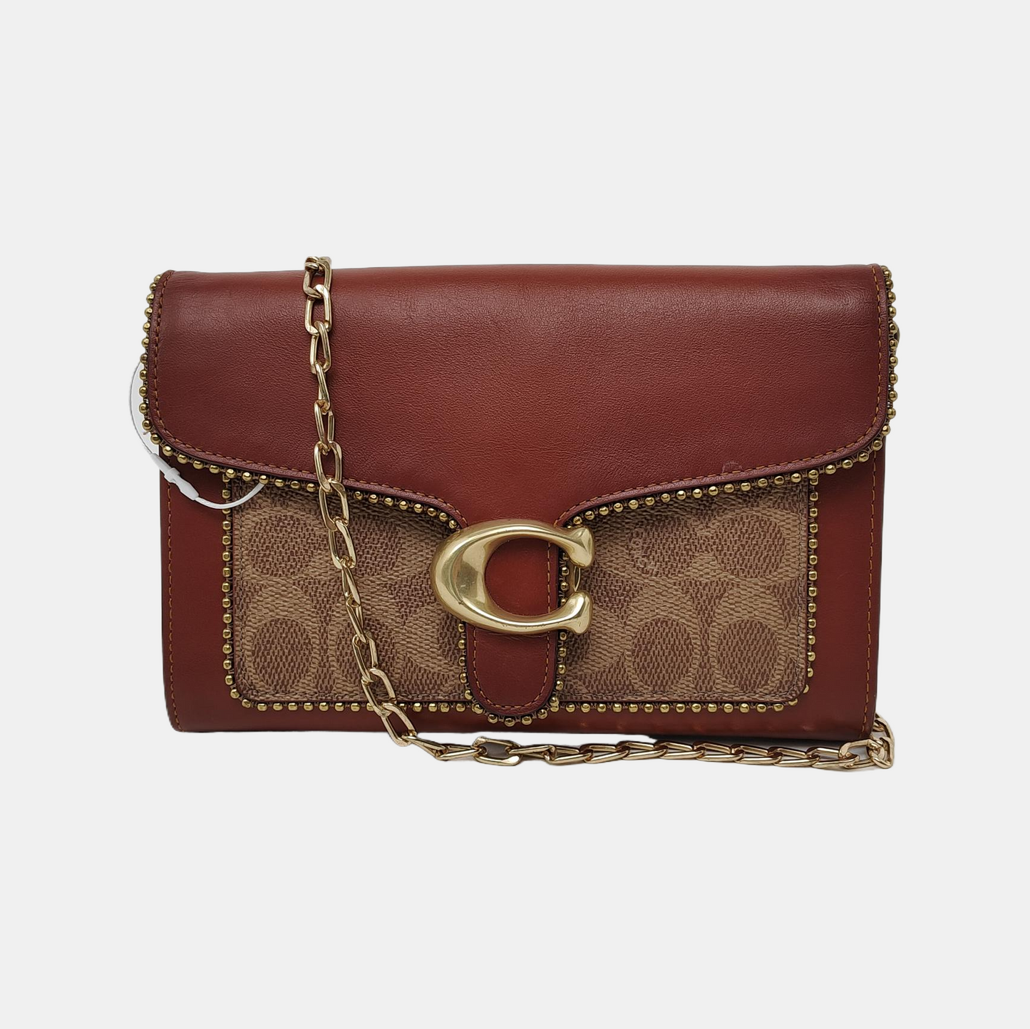 COACH TABBY Red Cowhide Monogram Studs Handbag Golden hardware-(SKU)-941273975