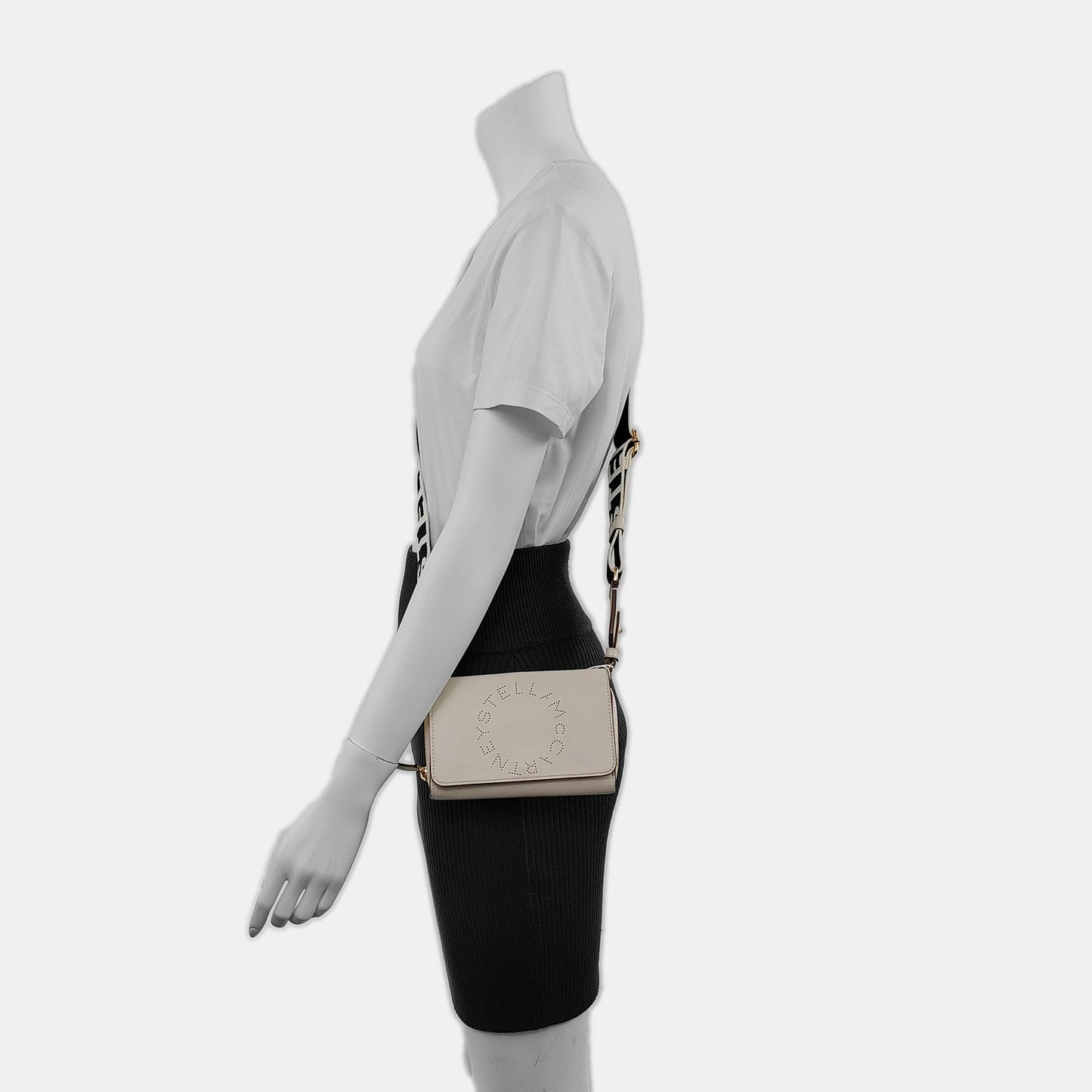 STELLA McCARTNEY Stella Logo White Leather Cutout Floral Crossbody Bag Single Shoulder Bag Golden hardware Removable shoulder strap-(SKU)-940252376