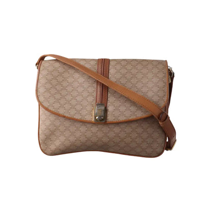 CELINE TABOU Beige coated canvas triumph gate single shoulder bag crossbody bag Golden hardware-(SKU)-14368008